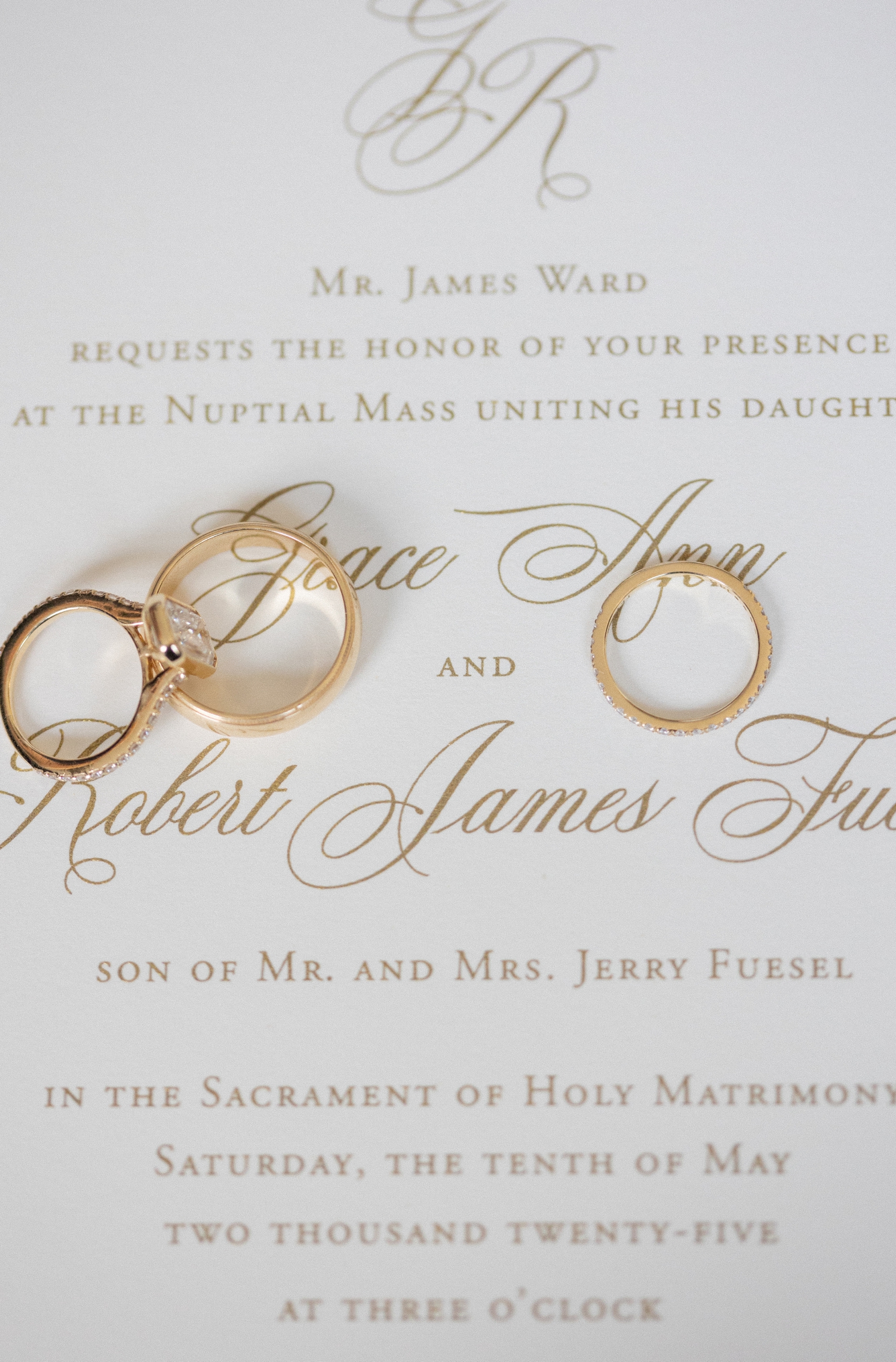 continental hotel chicago wedding photo of rings on an invitation