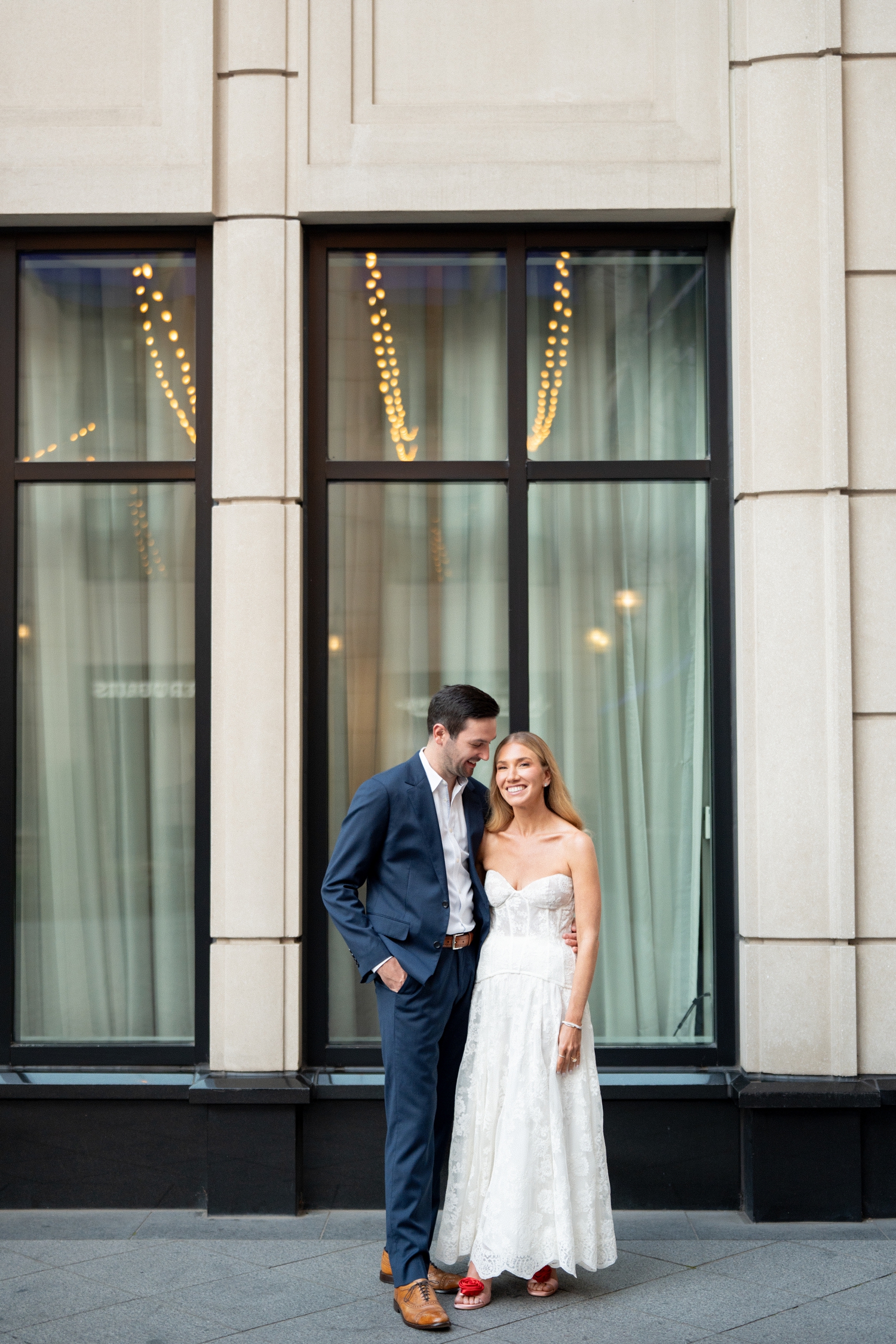 Couple smiling at their Chicago History Museum Wedding by Allison Francois