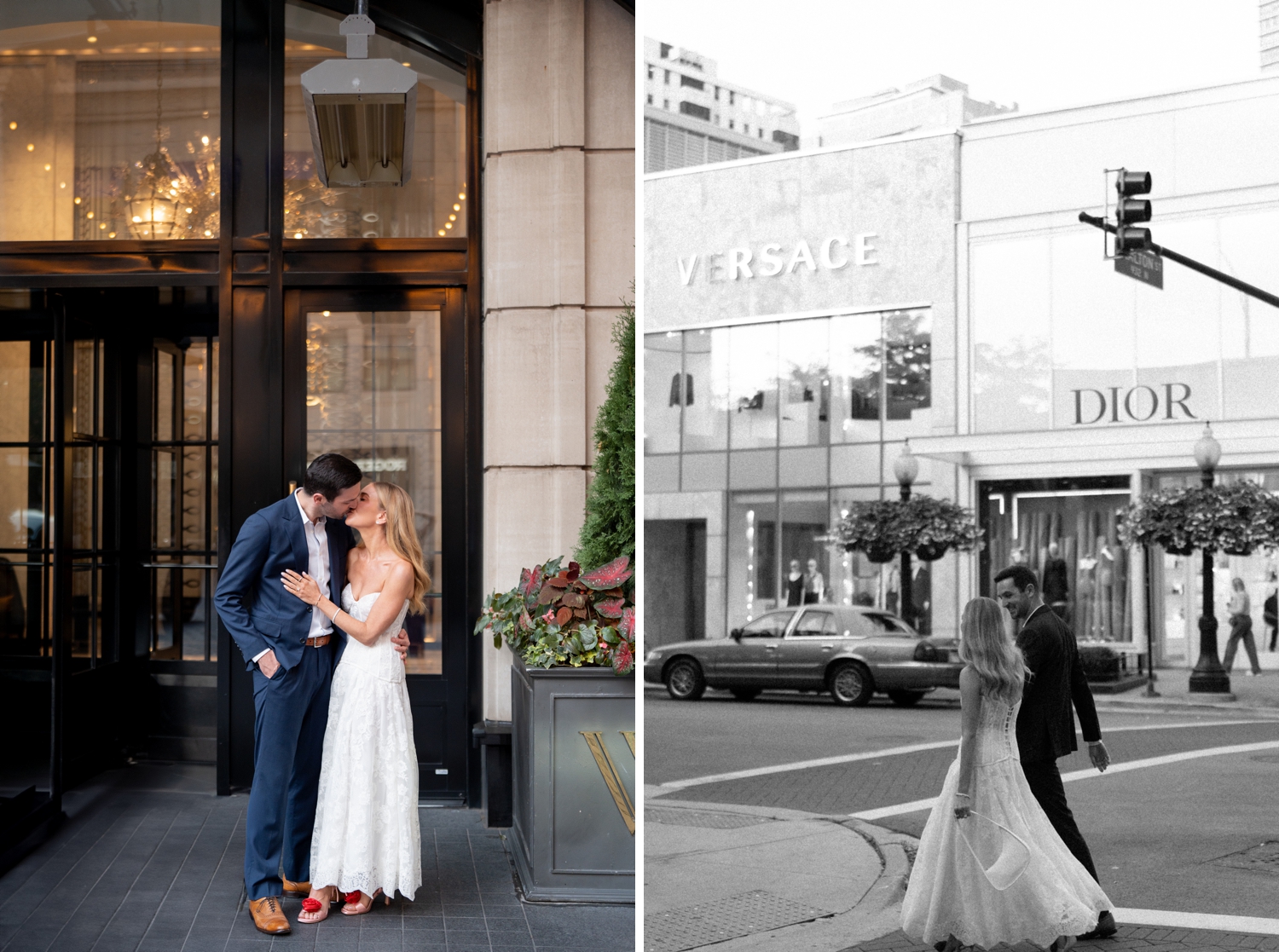 Couple kissing at their Chicago History Museum Wedding by Allison Francois